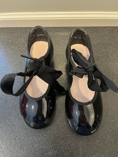 Capezio N625C Black Patent Tap Dance Shoes Toddler Size 10W