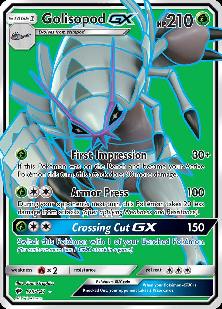Pokemon Golisopod-GX (129/200) Burning Shadows LP HOLO