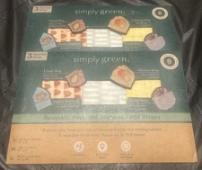 NEW Simply Green Reusable Eco-Friendly Beeswax Food Wraps- 2 Packs Of 3 Each