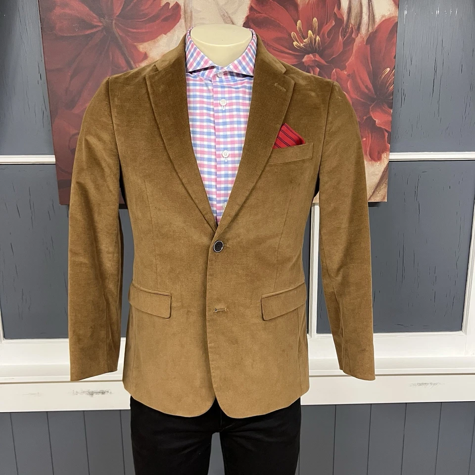 Tommy Hilfiger Blazer Pana Abrigo Deportivo Hombre 36S Corto Algodón Elastizado Marrón Foto 2 de 4