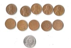 10 Wheat Pennies Date ranges 1940'S AND 50'S  JEFFERSON NICKEL BONUS