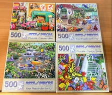 Lot of 4 Bits and Pieces Puzzles Featuring 500 Pieces Certified Complete