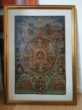 Thangka tibetano, XIX secolo – Mandala rituale dipinto su tessuto, Buddismo