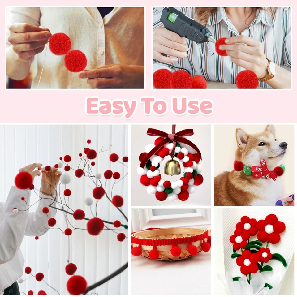 30 pompones rojos de 2 pulgadas para manualidades hágalo usted mismo, decoración del hogar Foto 3 de 4