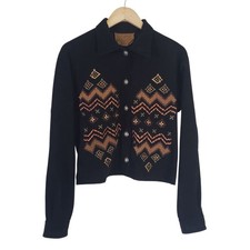 Vintage 90s Saddle Ridge Womens Black Embroidered Blazer Jacket Size L Western