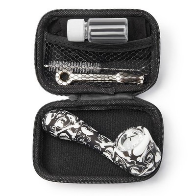 4.5 Inch Tobacco Smoking Silicone Pipe 9-Hole Glass Bowl Collectible Hand Pipe