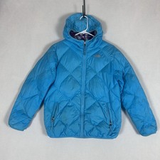 The North Face Girls Reversible Goose Down Puffer Jacket Size XL 18 550 Blue