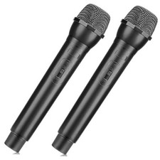 2PCS Fake Microphone Prop, Plastic Pretend Mic Prop for Halloween 2 Pack Black