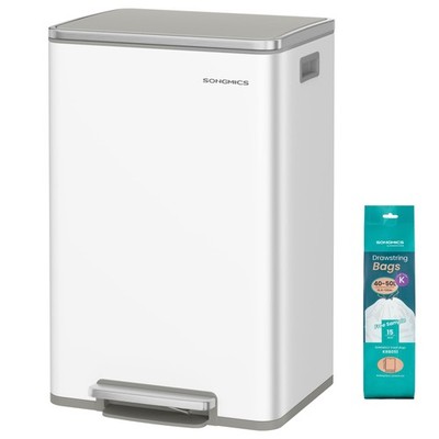 Trash Can 13 Gallon Soft Close Lid Removable Bucket Cloud White SONGMICS Gabbage