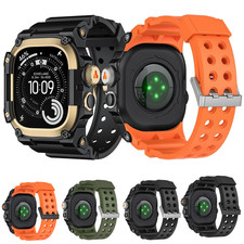 For Apple Watch Ultra 3/2/1 49mm Silicone Band Strap  Heavy Duty Bumper Case
