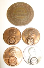 Vintge Masonic, One Penny Token 1880 ORIENT CHAPTER No 42, Stafford Springs Conn