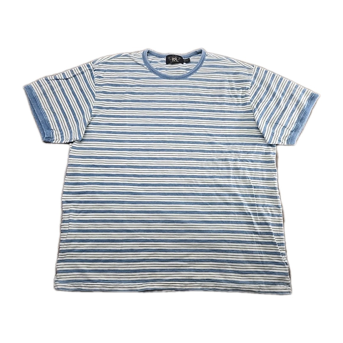 RRL Double RL by Ralph Lauren Blue White Striped T-Shirt Men's XXL Short Sleeve
