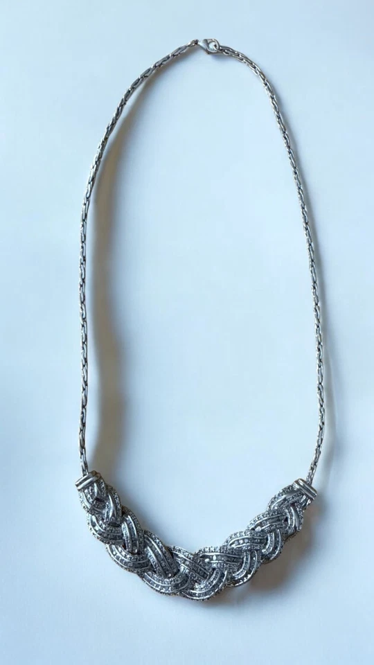 Collar trenzado de diamantes genuinos y rodio Karis a juego venta al por menor $900 Foto 3 de 4