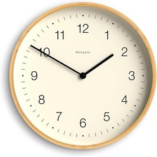 Silent Wall Clock 38cm Scandi Bamboo Modern Minimalist Home Decor