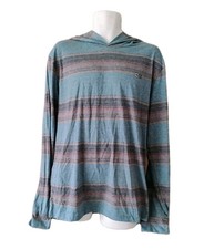Salty Crew Outskirts UV Hoodie Blue Striped UPF 40 Lightweight Men s XL