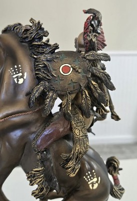 Franklin Mint Sky Chief Warrior of Thunder Bronze Sculpture - RF