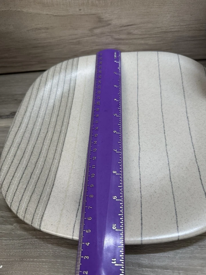 Set Of 3 Mikasa Dinner Plates Gentry Grey Ceramic Stripes Square 10.5” CP 751 - Image 3 of 4