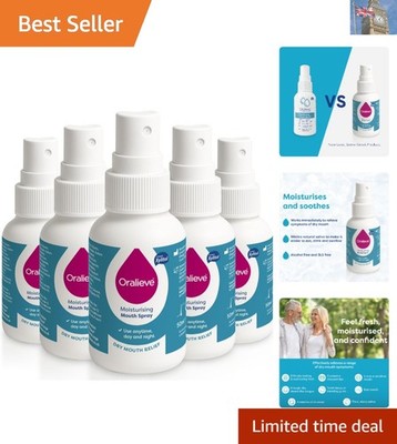 Gentle Dry Mouth Relief Spray 5 x 50ml - Alcohol Free and Soothing Mint Flavor