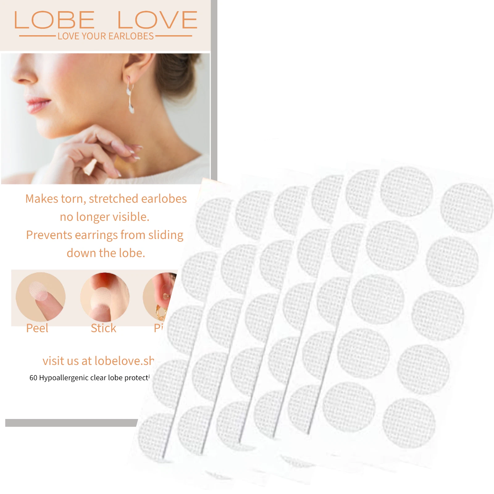 Lobe Love Ear Lobe Support Patches -- 60 ct. image 2