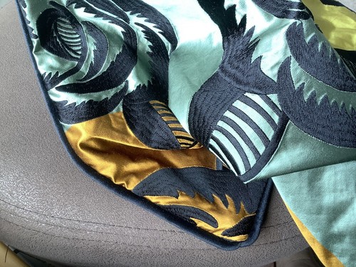 Embroidered Satin And Velvet Cushion New Kasuti By Designers Guild RRP £55 - Picture 11 of 11