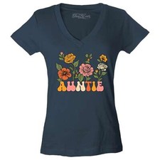 Camisa Tía Floral Flores Retro Estética Para Mujer Cuello en V Tía Camiseta