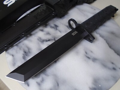 SOG Bar15T Tanto Combat Knife Fixed Blade Aus-8 G10 SOGBY1001-BX M-9 Bayonet New