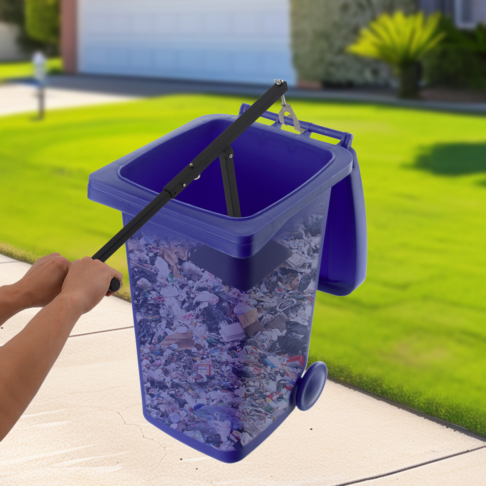 Manual Trash Can Compactor Waste Recycling Hand Tool for 60L-100L Wheelie Bins