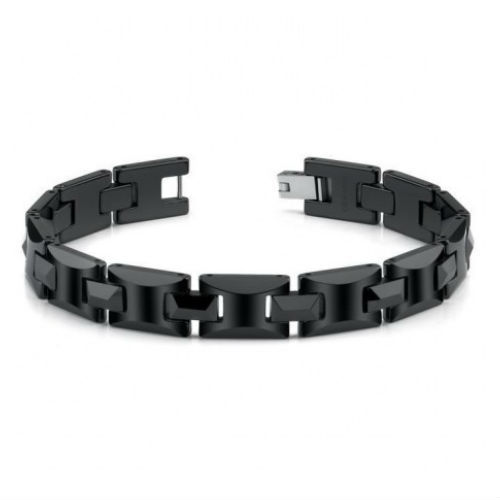 Bracelet Gourmette Mixte En Céramique Noire Magnétique - Modèle BCM225 - Pour Femme Et Homme