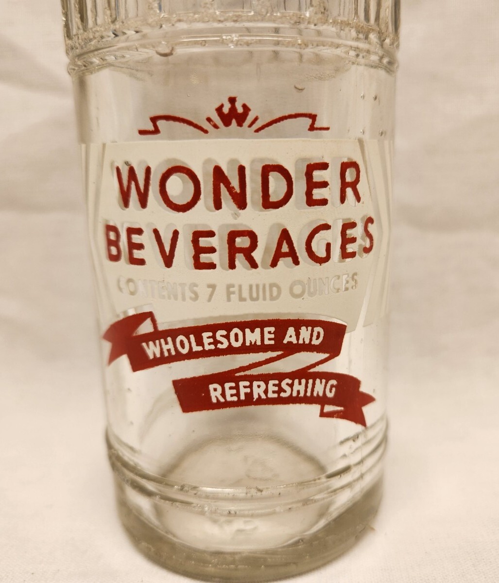 VINTAGE 7 oz 1940S-50S WONDER BEVERAGES CHICAGO ILL Glass Soda Pop