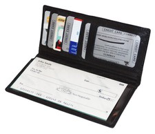 Black Genuine Leather Checkbook Cover Organizer Clutch Mens Wallet U.S. Seller
