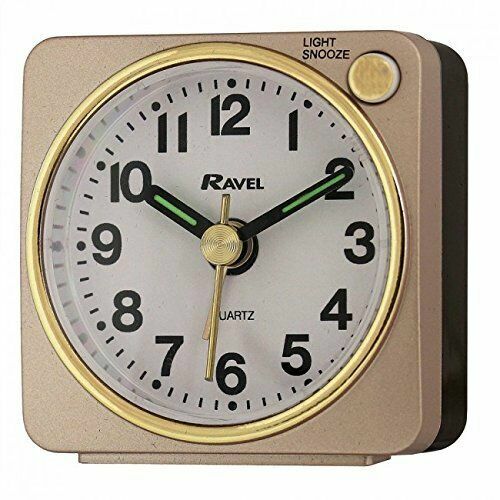 Ravel Quartz Mini Travel Alarm Clock With Light & Snooze Gold for sale