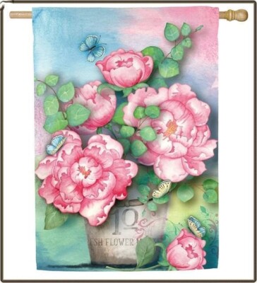 29 x 43 Spring Peony House Textured Suede Flag