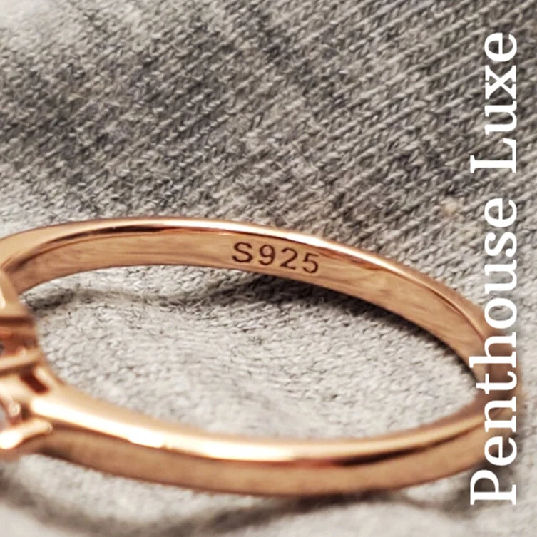 ANILLO HEXÁGONO DE CUARZO ROSA NATURAL GENUINO TOPACIO BLANCO ORO ROSA 925 PARA MUJER Foto 4 de 4