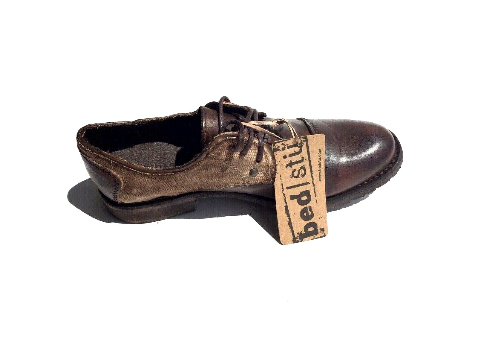 SAOLA Bed Stu Repeal Cap Toe Derby Moka Dirty Oxfords Taglia 8 Nuovo con etichette