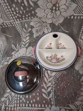 BABY FEEDING DISH WARMER BARTSCH DIVIDED BAKELITE HANDLES LITTLE BO PEEP