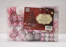 XmasEXP Christmas Ornament Set Assorted Ball Perfect Tree Pink White 101pc