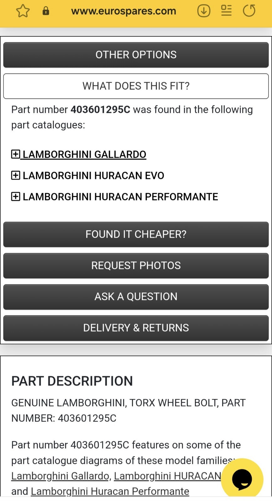 U26171 Titanium Lamborghini Wheel Bolt 403601295C Gallardo Huracan Super G2U