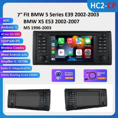 7'' For BMW E39 E53 X5 GPS Navi Android 13 Car Stereo Radio CarPlay BT Head Units