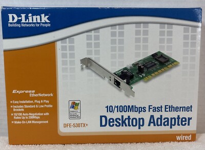 D-Link DFE-530TX+ 10/100 Fast Ethernet Desktop Adapter With Wake On-LAN Cable
