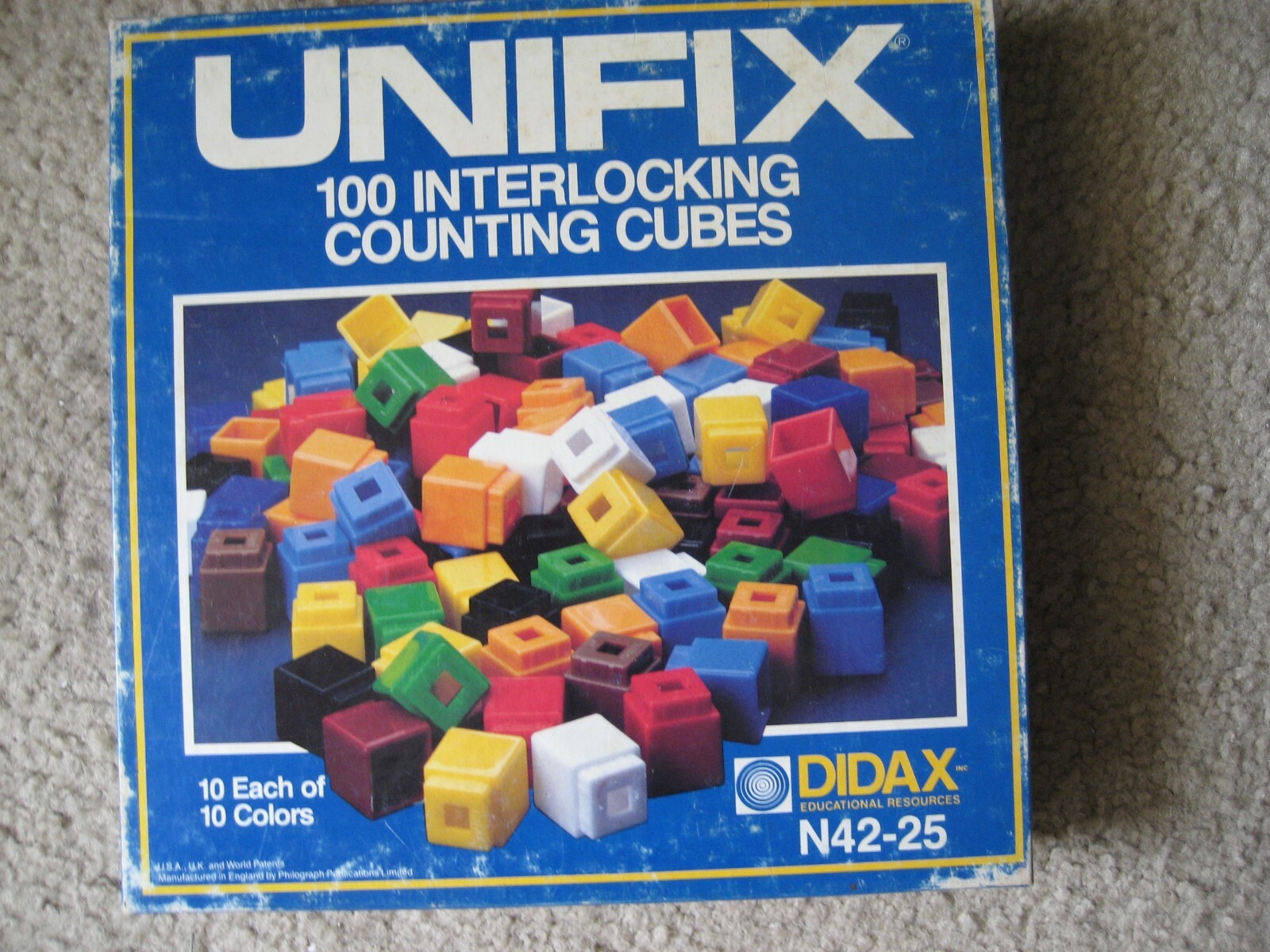 Unifix Model 100 Unifix Cubes (10 Of Each Color) DIDAX Model N42-25 Original Box ...