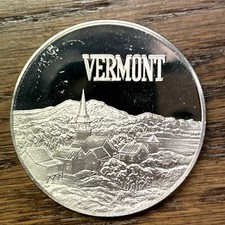 State Of Vermont 1973 Sterling Silver Art Round - 1 Troy Oz -Free Shipping 99.12 per troy oz