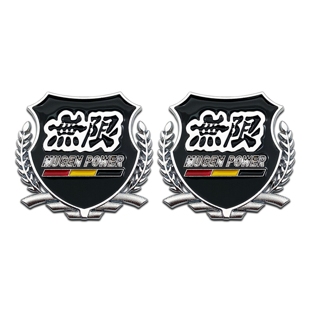 2x Chrome Metal MUGEN POWER Logo SUV Sports Coupe Emblem Fender Badge