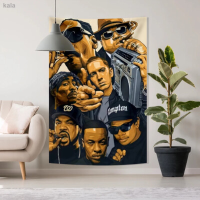 Hip Hop Legends Rapper 2pac Fabric Tapestry Wall Art Hanging Flag
