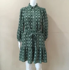 MAX STUDIO Dress Fit&flare Womens Xs Green Printed Cottagecore Flowy Boho  NEW