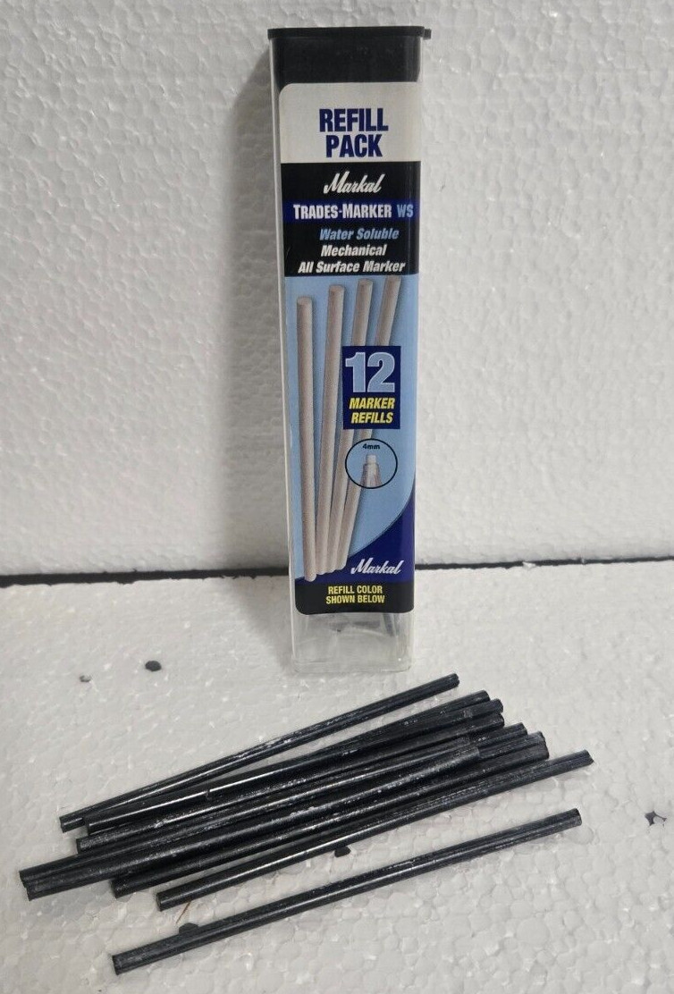 12 Black Markal Trades-Marker Water Soluble All Surface Marker Refill Pack 96182