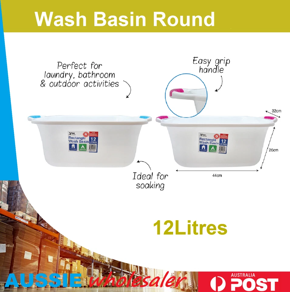 Au Wash Basin Round 10L/12L Kitchen Dishes Laundry Washing Tub Cleaning Cleaner
