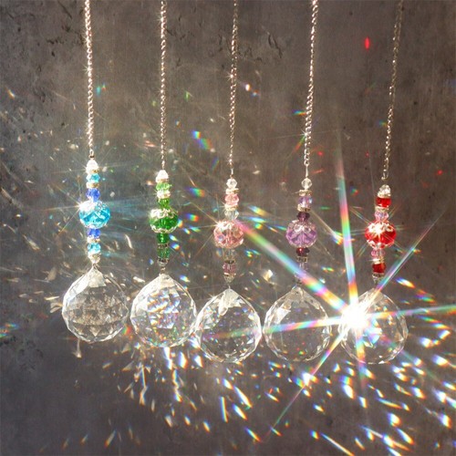 Pendentif Boule De Cristal Longsheng - Attrape-soleil Arc-en-ciel Pour Décoration Feng Shui, Miroir De Voiture, Fenêtre - Rouge
