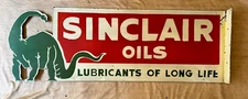 Sinclair oil Porcelain Enamel Sign 40 x 16 Inches 2 Sided with flange