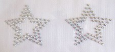 AB SMALL DOUBLE STARS X2 Iron On Hotfix Rhinestone Diamante Transfer Motif Dance