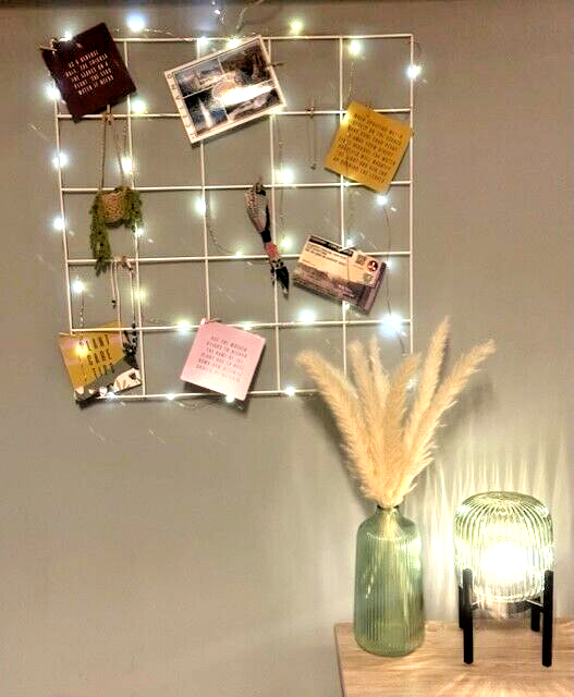 Wall hanging Mesh polaroid photo picture holder bedroom frame White